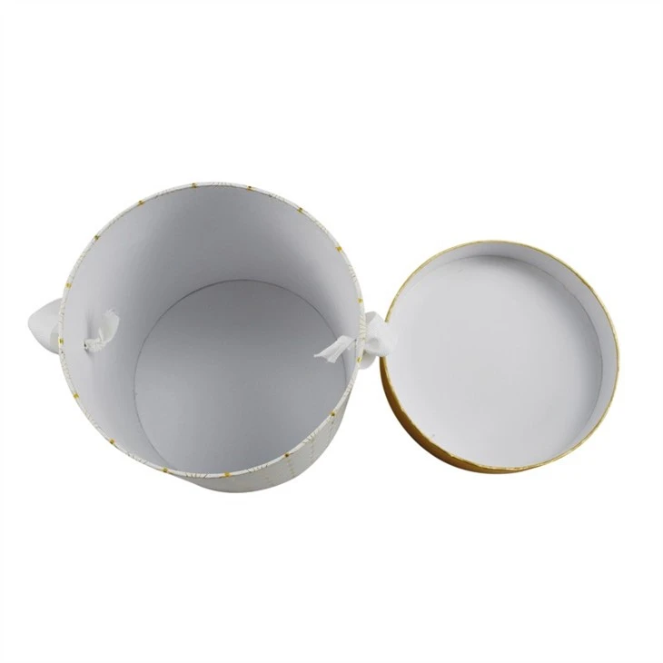 Round Cardboard Hat Boxes With Full Gold Foil Pattern